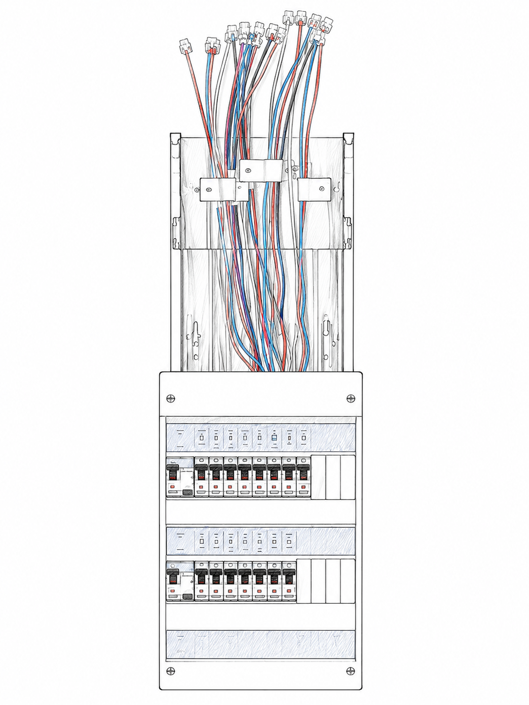 Croquis du repérage Plug'n Play entre tableau électrique et pieuvre
